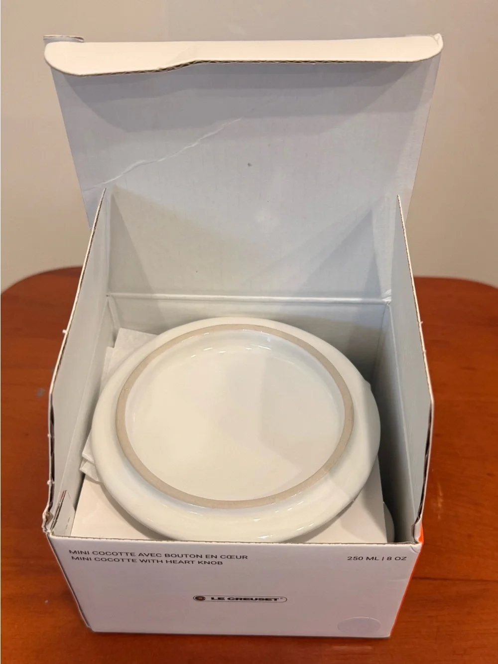 Le Creuset White Mini Cocotte with Gold Knob
